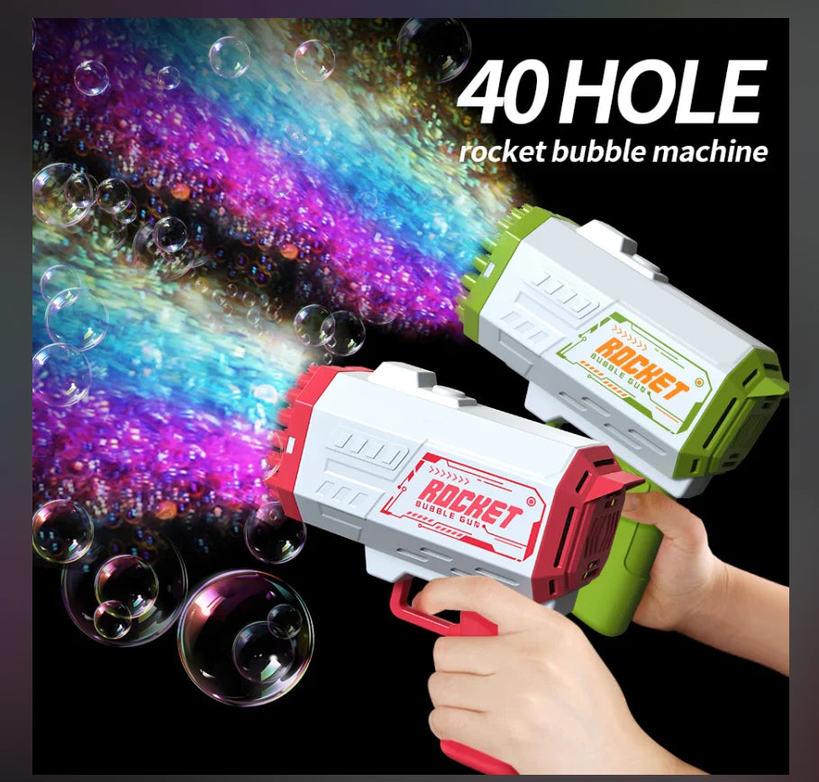 [Free Shipping] Rocket Bubble Machine Gun With Leds With Batteries Red & Green