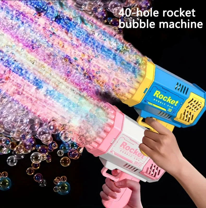 [Free Shipping] Rocket Bubble Machine Gun With Leds With Batteries Blue & Pink